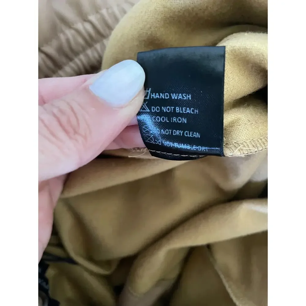 Olivaceous Faux Vegan Leather Elastic Waist Shorts Tan Size Medium NEW